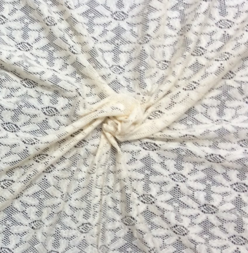 Off White Floral Cotton Dyeable Net Fabric