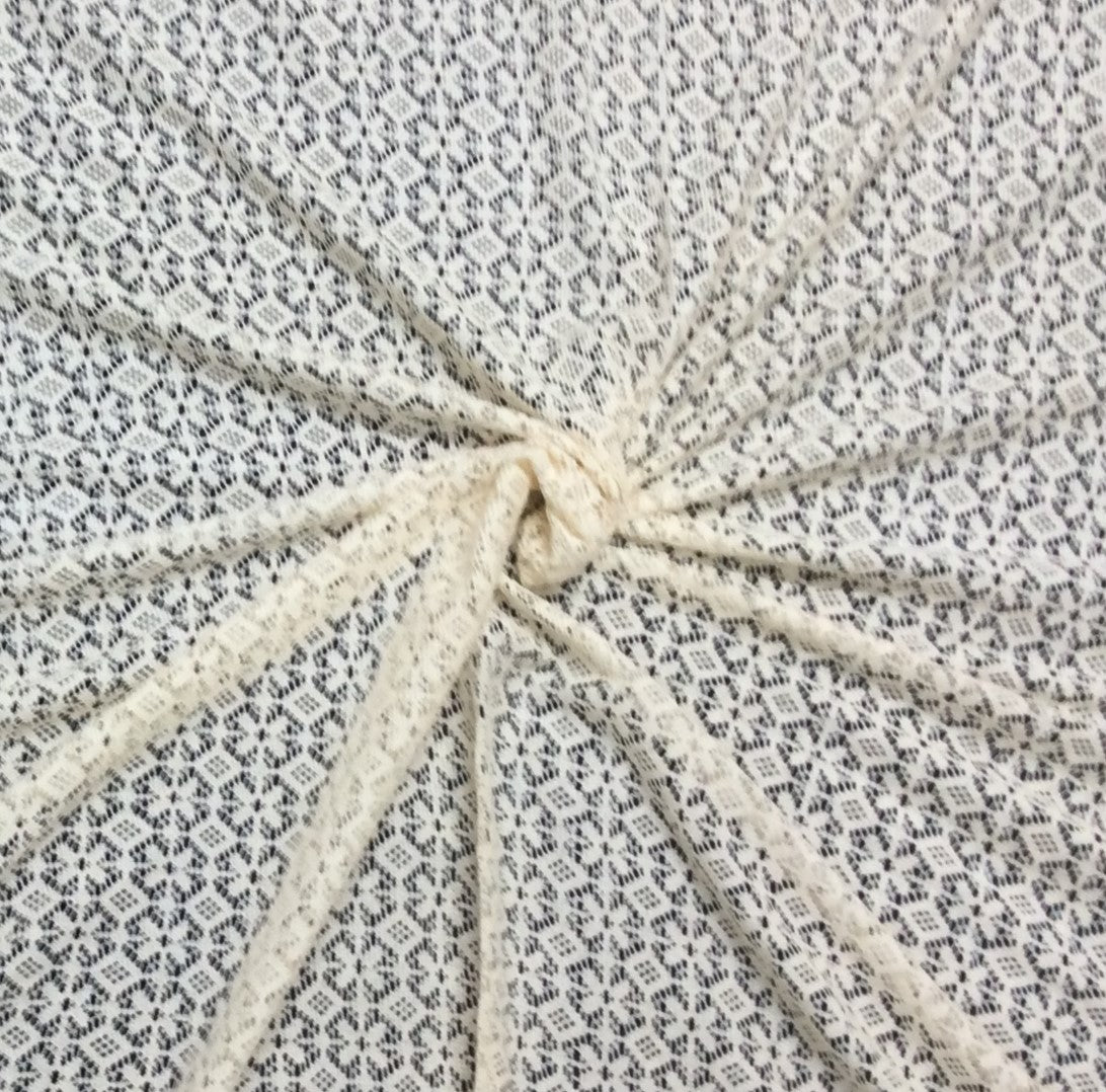 Off White Floral Cotton Dyeable Net Fabric
