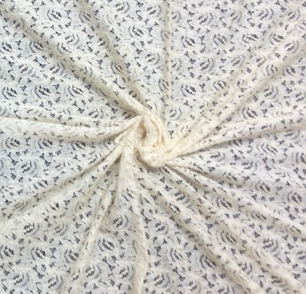 Off White Floral Dyeable Cotton Nylon Net Fabric
