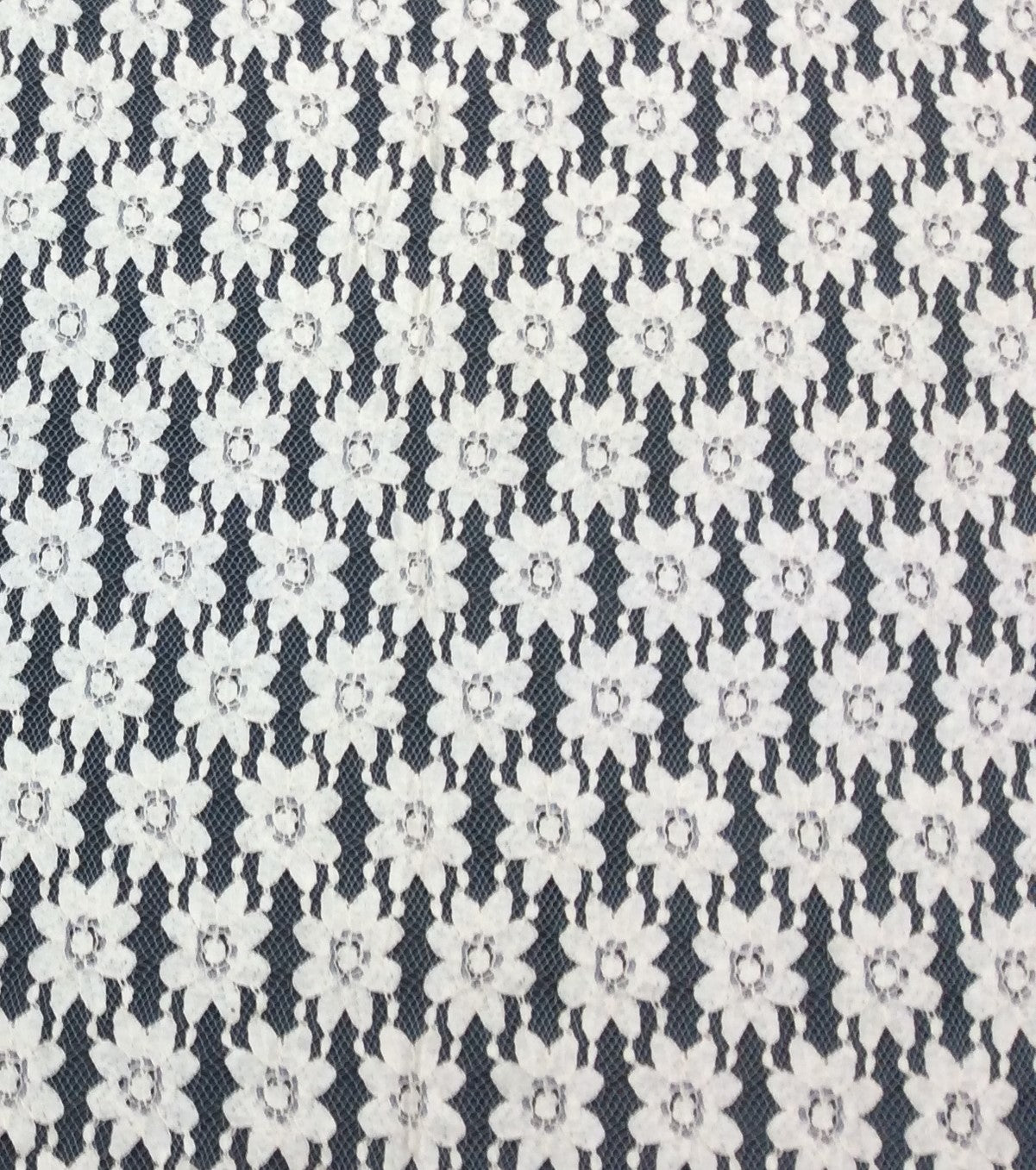 Off White Floral Dyeable Cotton Nylon Net Fabric