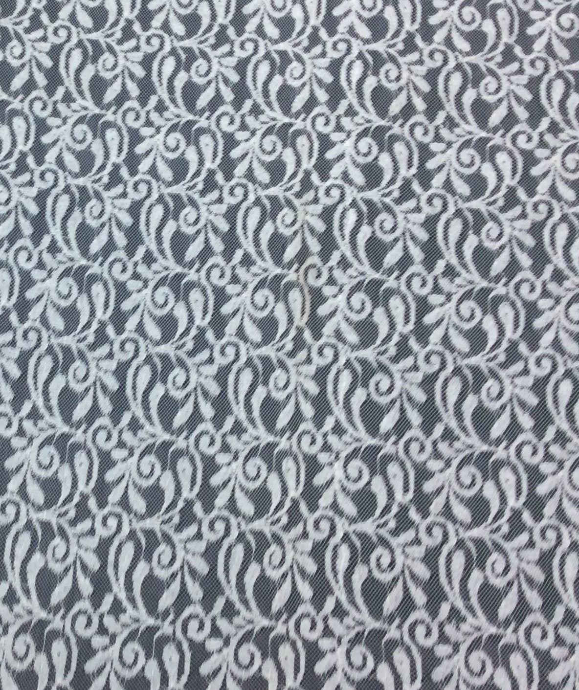 White Floral Design Dyeable Cotton Nylon Net Fabric