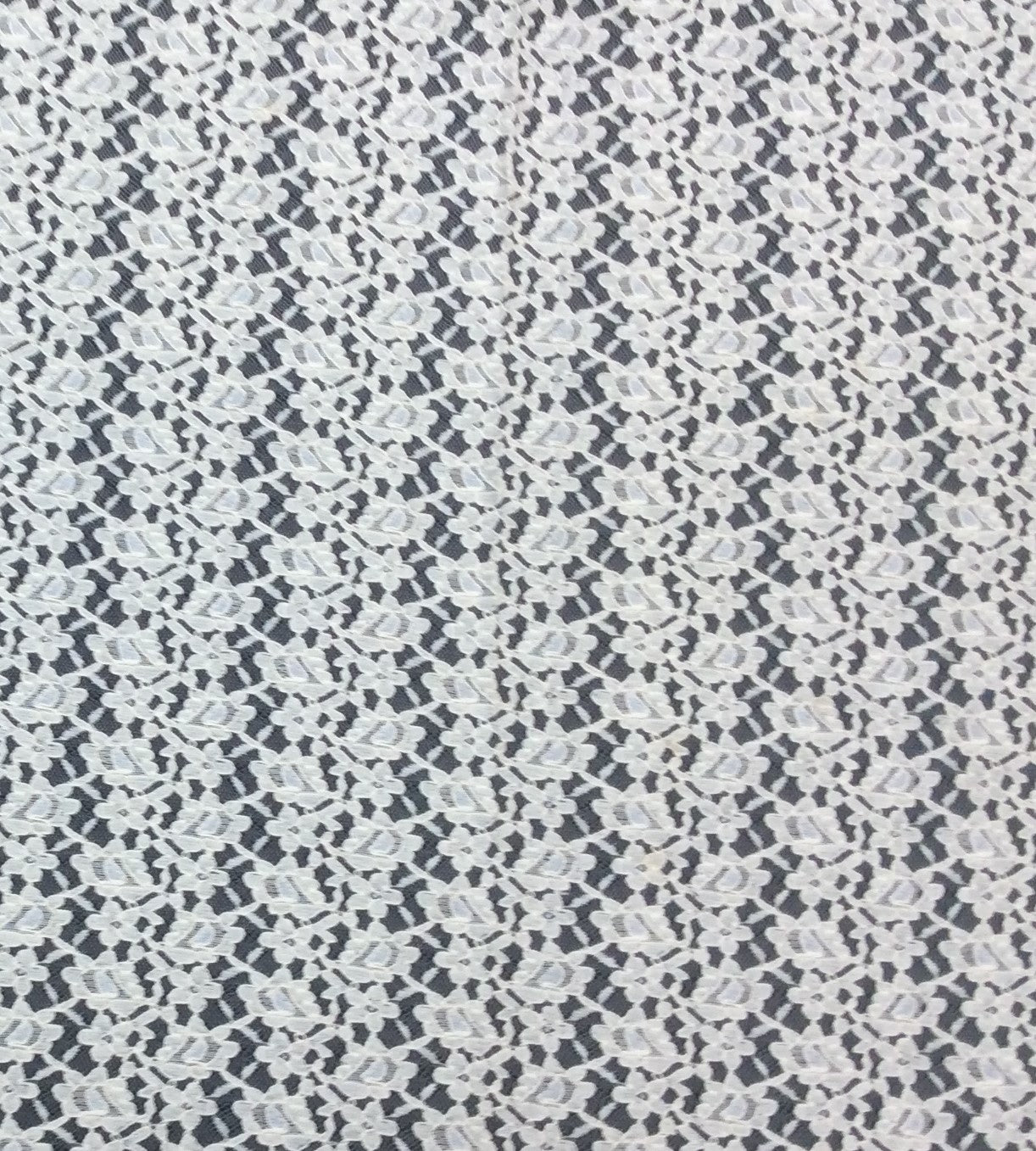Off White Floral Dyeable Cotton Nylon Net Fabric