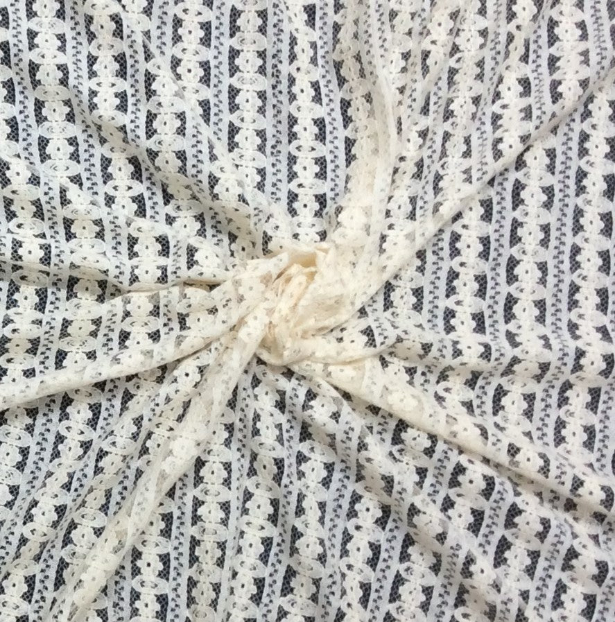 Off White Dyeable Cotton Nylon Net Fabric