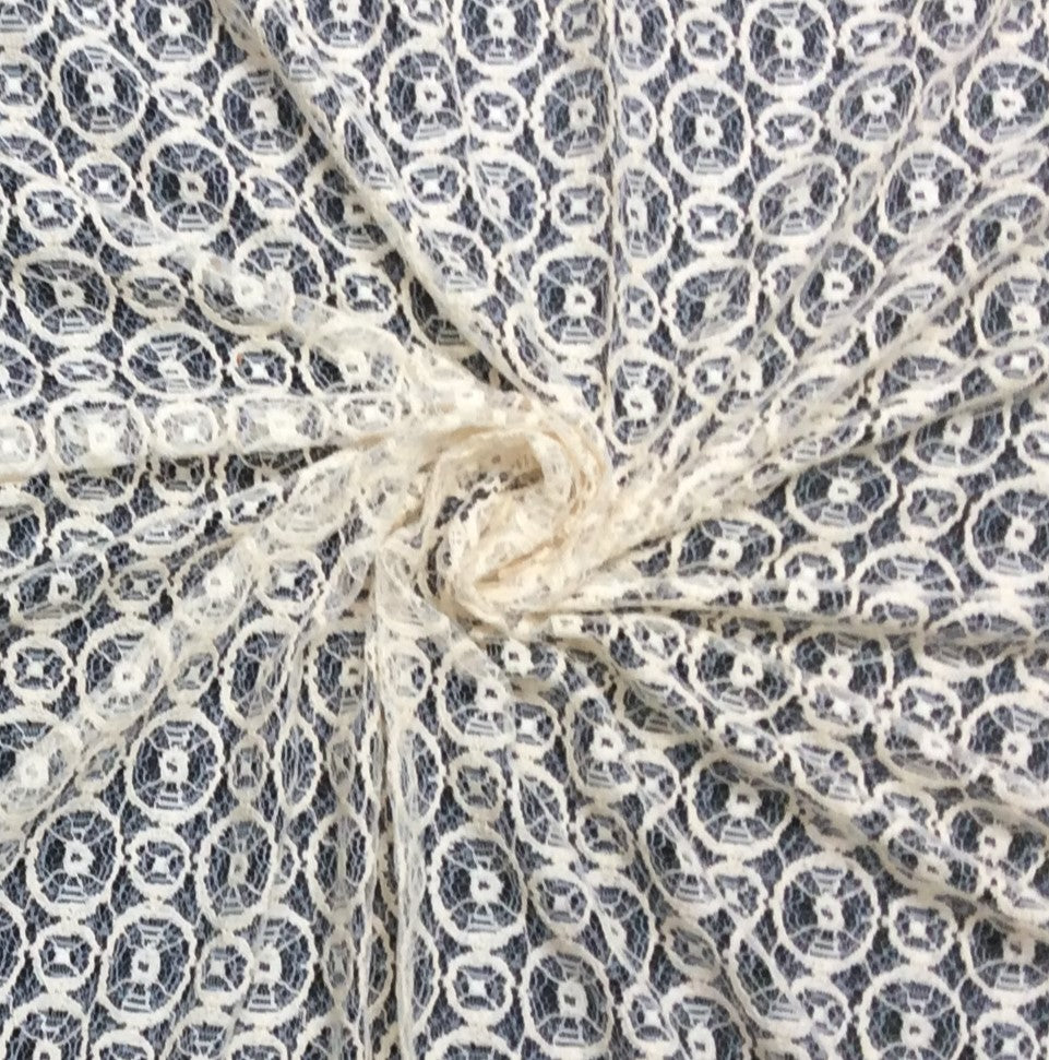 Off White Cotton Nylon Dyeable Net Fabric