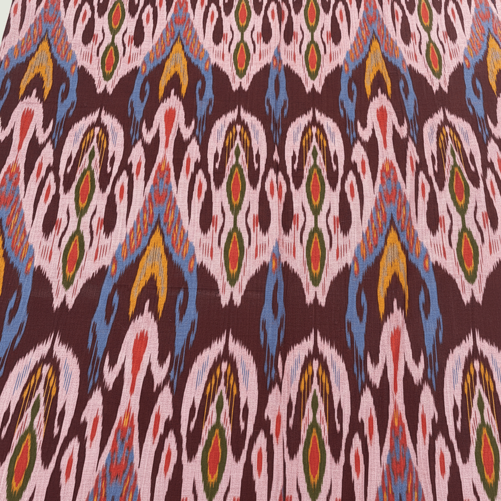 Multicolor Big Pattern Fine Quality Cotton Handloom Ikat Fabric for Dress Material | Width: 44"