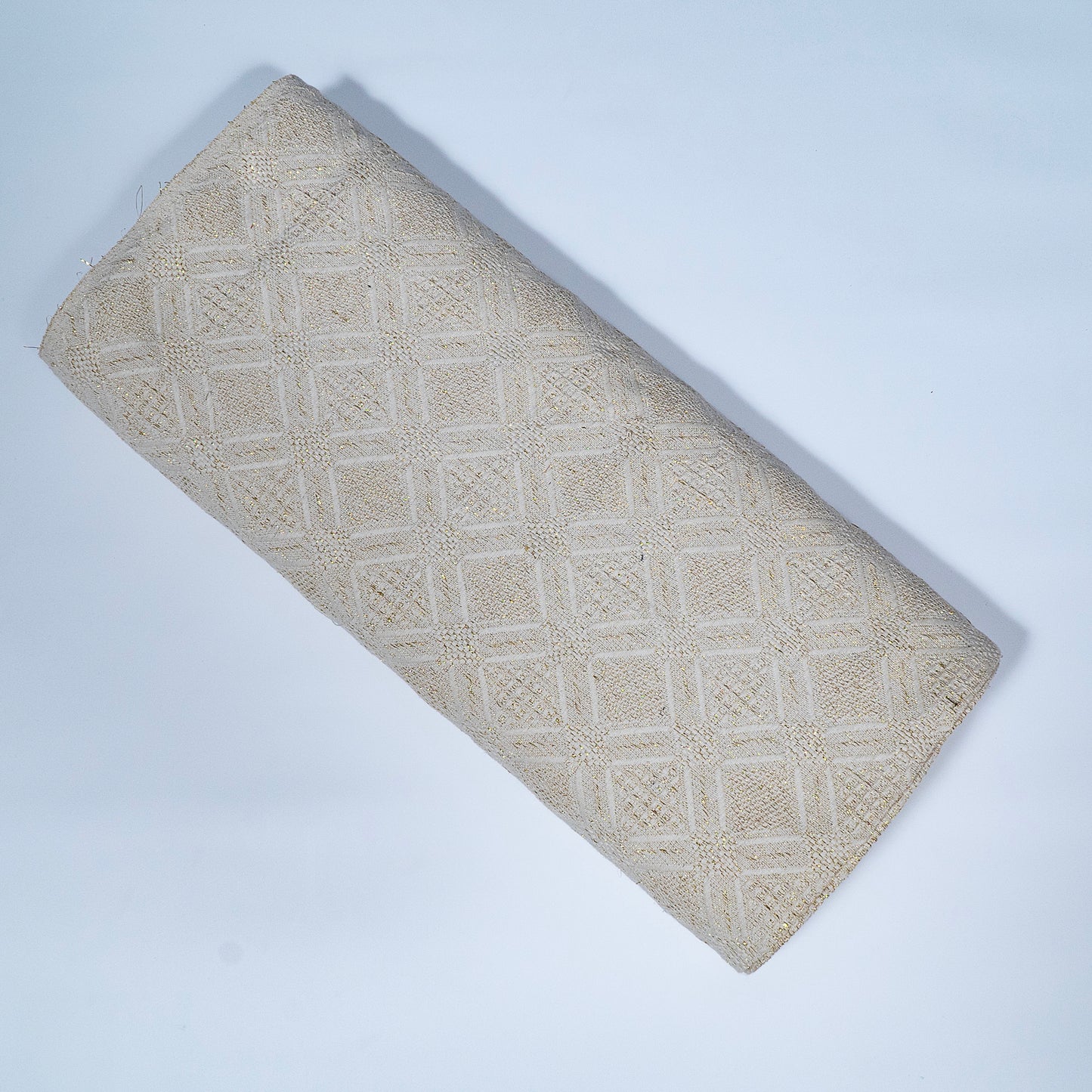 Cream Golden Lurex Cotton Blend Dyeable Jacquard (Sku: J-366)