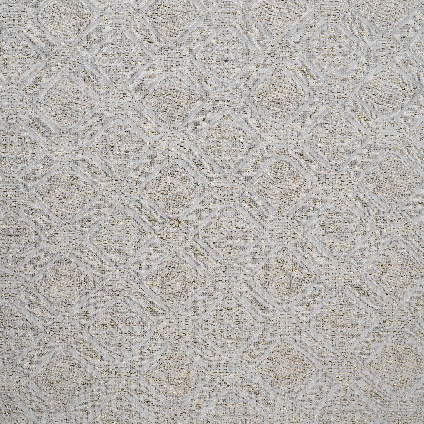 Cream Golden Lurex Cotton Blend Dyeable Jacquard (Sku: J-366)