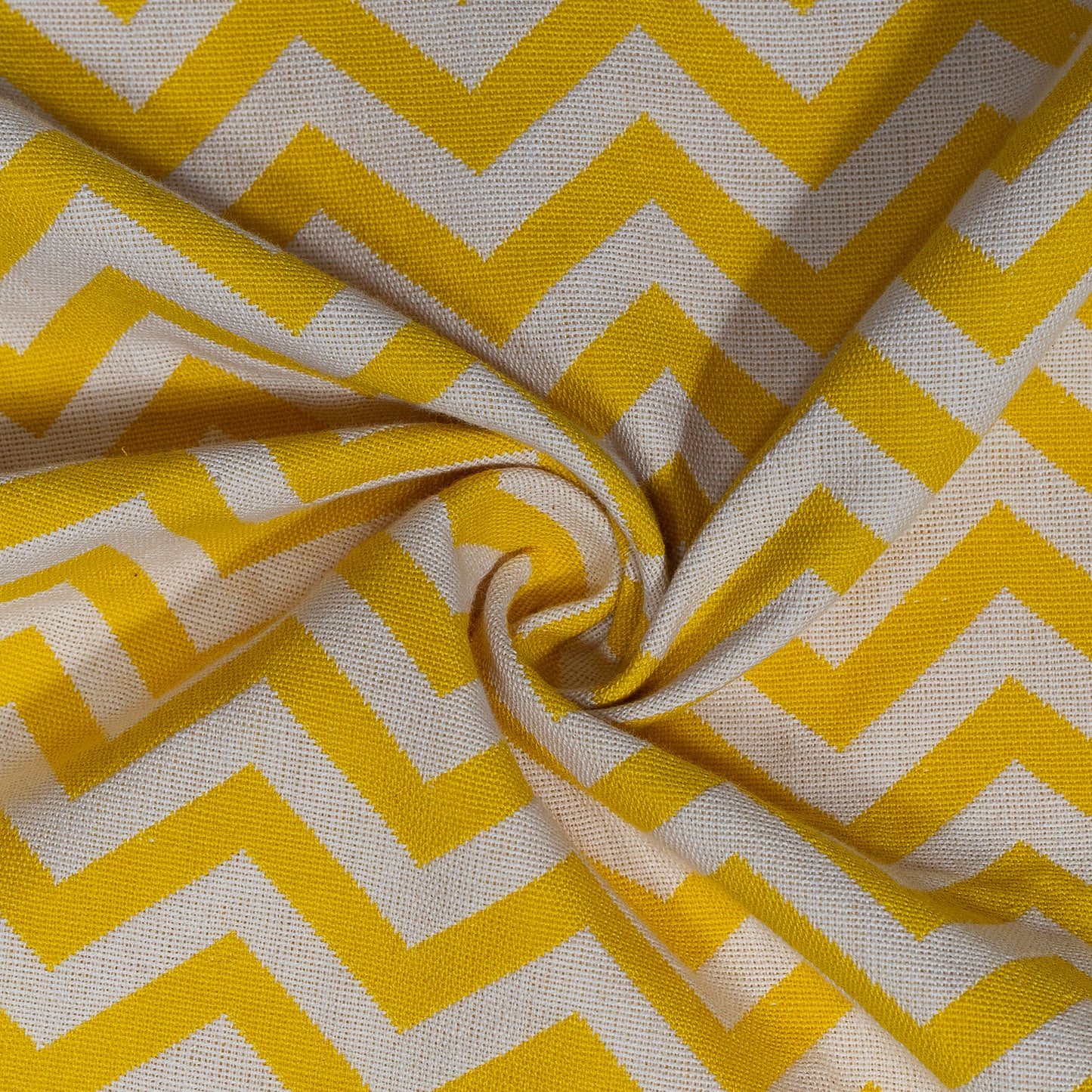 Yellow & White Chevron Cotton Jacquard (Sku: J-372)