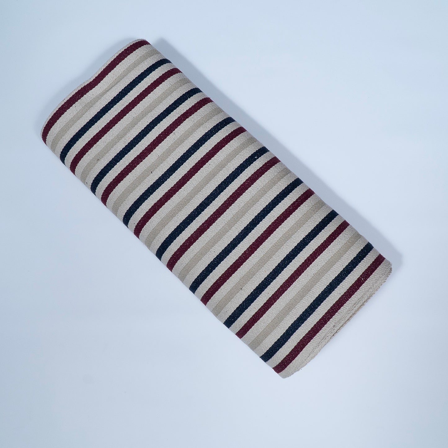 Brown, Beige & Blue Stripe Cotton Blend Jacquard | SKU: J-426