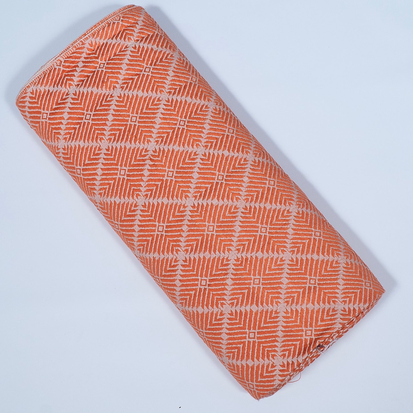 Orange, White Cotton Blend Jacquard | SKU: J-508