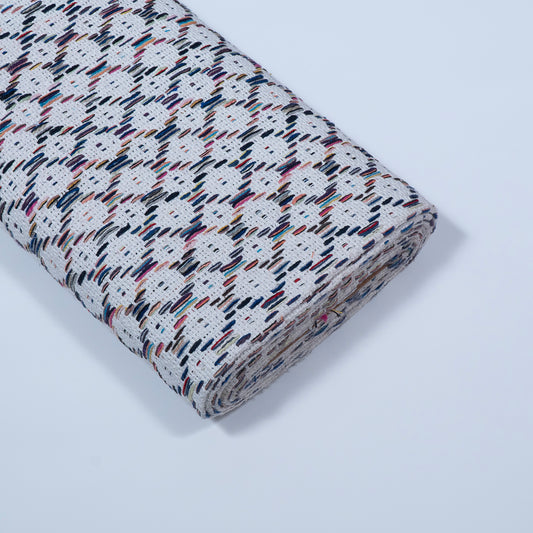 White, Multicolor Cotton Blend Jacquard (Sku: J-519)