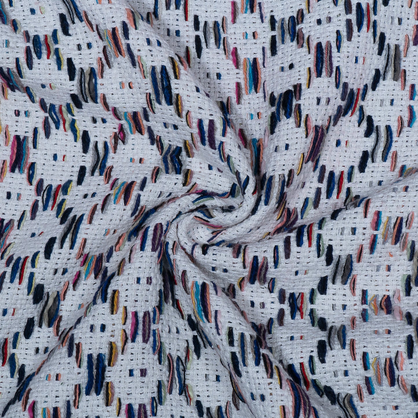 White, Multicolor Cotton Blend Jacquard (Sku: J-519)
