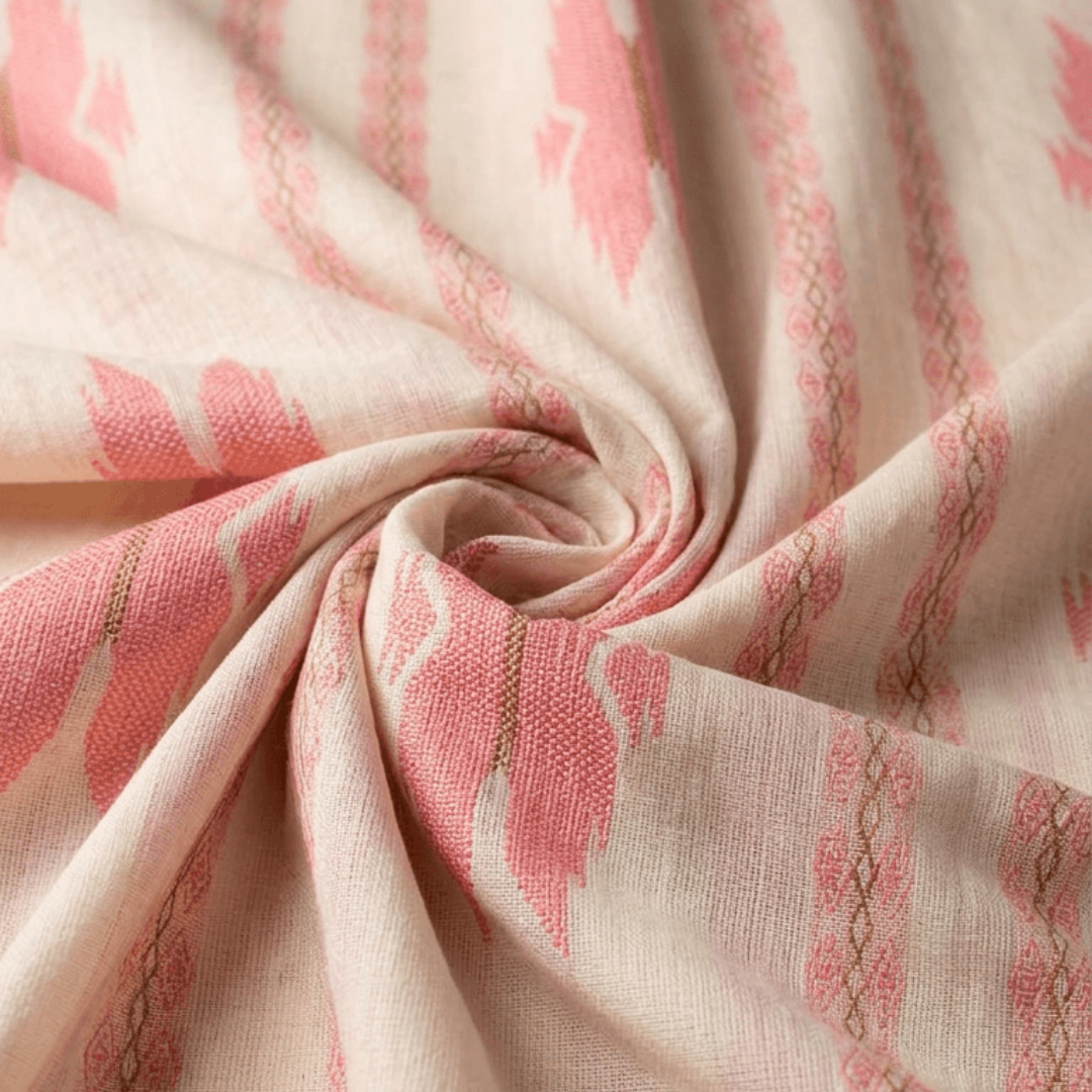 Off White & Pink Lightweight Cotton Jacquard | SKU: J-596