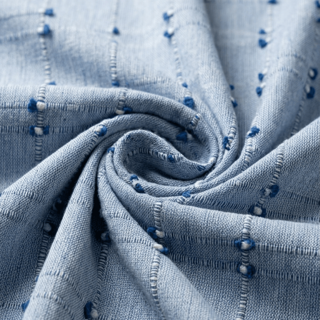 Blue Tuftting Design Cotton Blend Jacquard | SKU: J-603