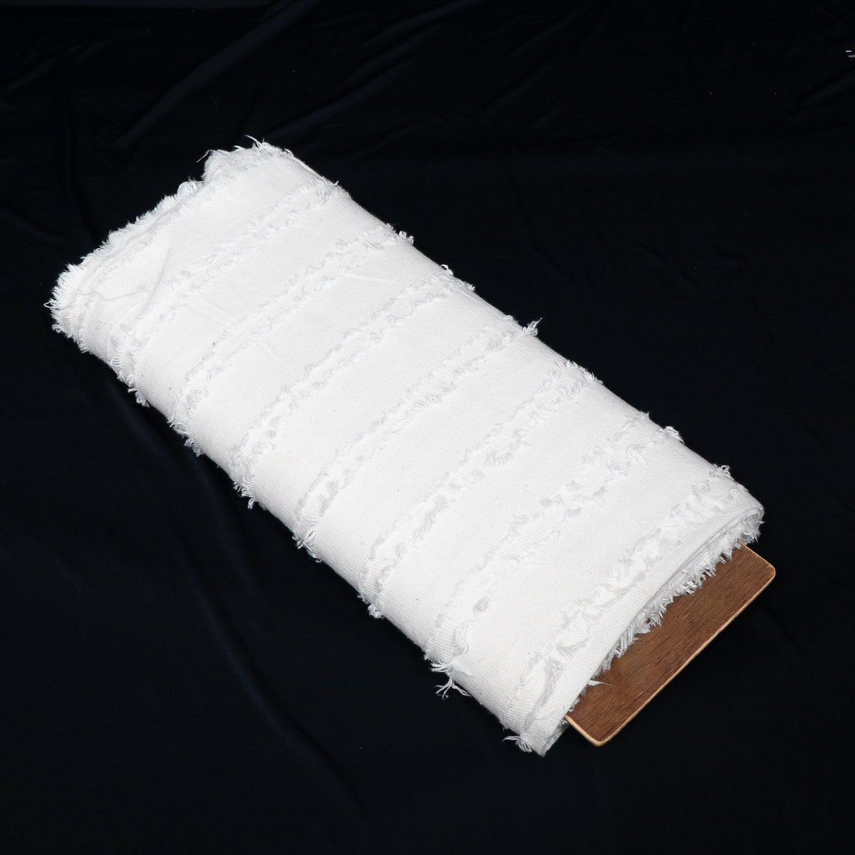 White Fringes Dyeable Cotton Jacquard Fabric for Garments/Home Decor | Width: 44"