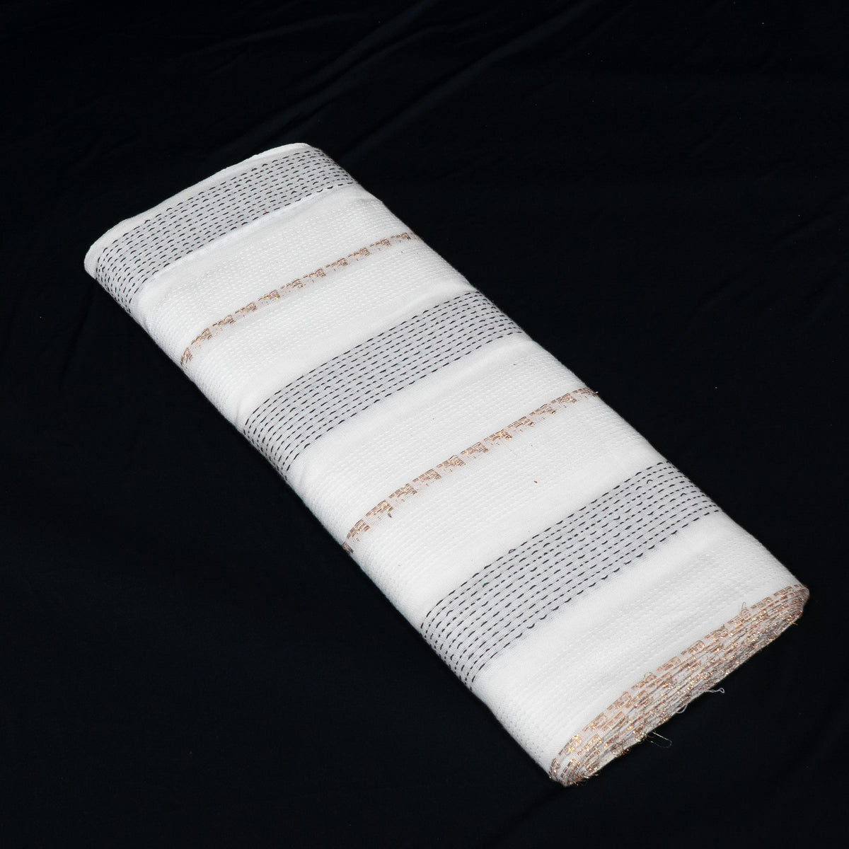White & Black With Lurex Lightweight Cotton Dyeable Jacquard Fabric for Dresses | Width: 44"