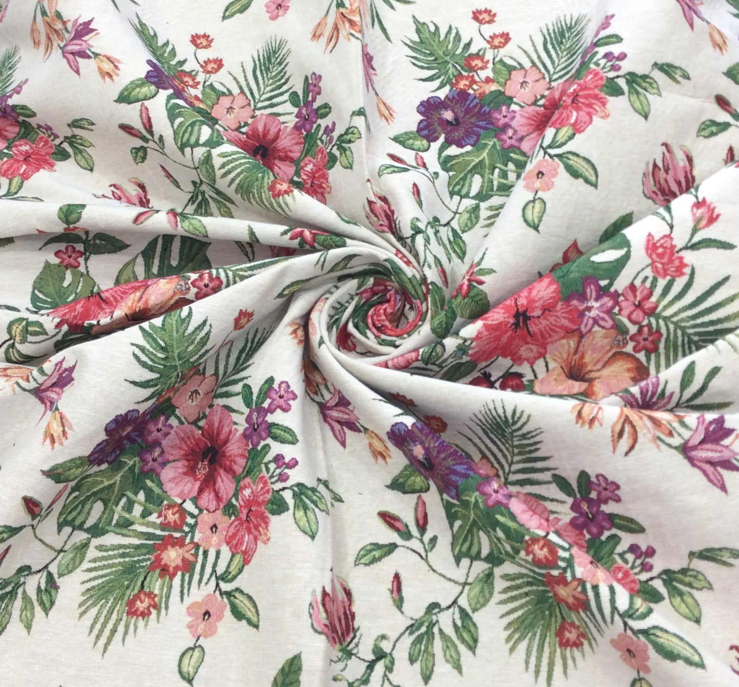 Off White Base Big Floral Design Cotton Jacquard (Sku : JD-80)