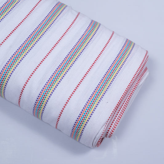 White & Multicolor Lightweight Cotton Jacquard (SKU: JD-85)