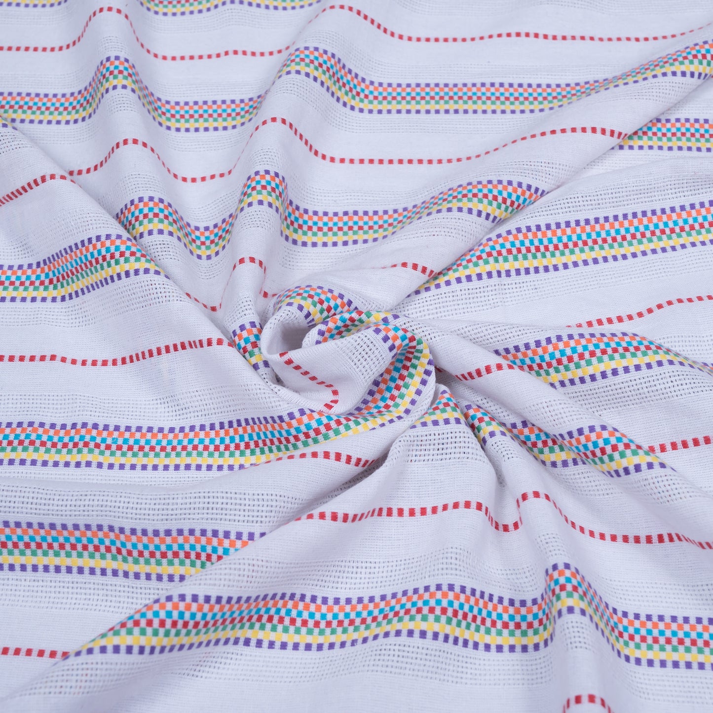 White & Multicolor Lightweight Cotton Jacquard (SKU: JD-85)