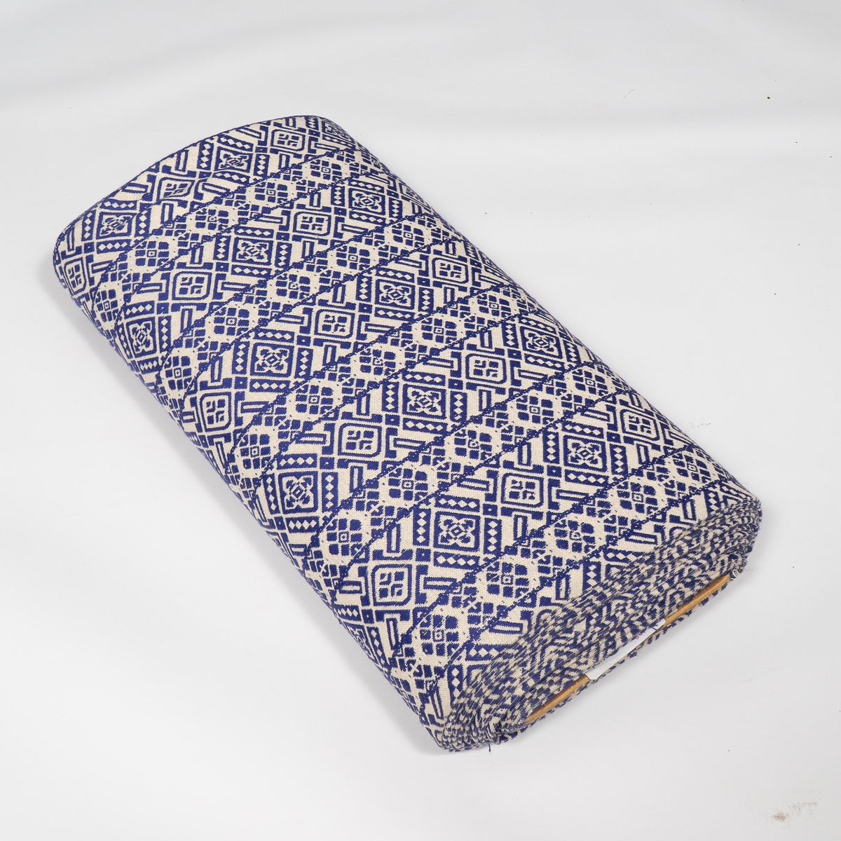 Blue & White Geormetrical Design Cotton Blend Jacquard Fabric for Furnishing | Width: 44"