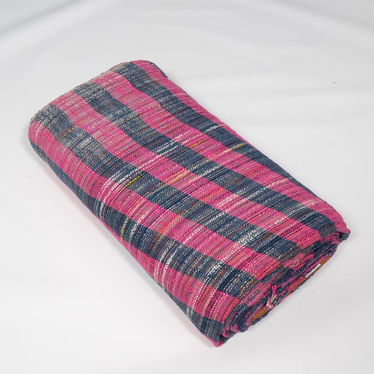 Pink & Navy Blue Stripe Design Cotton Blend Jacquard Fabric for Furnishing | Width: 44"