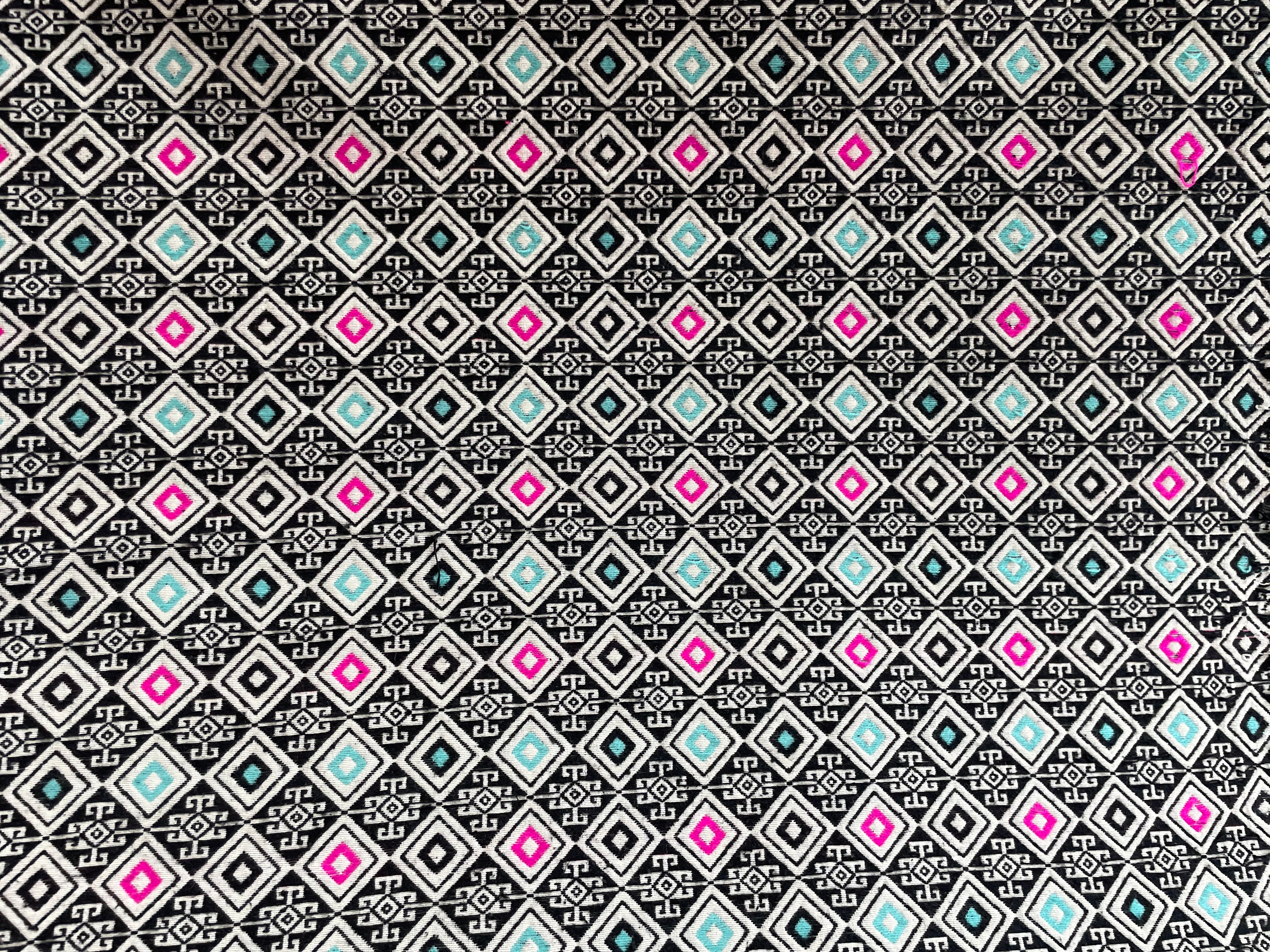 Black And Pink Cotton Jacquard Fabric (Sku: JDD-173)