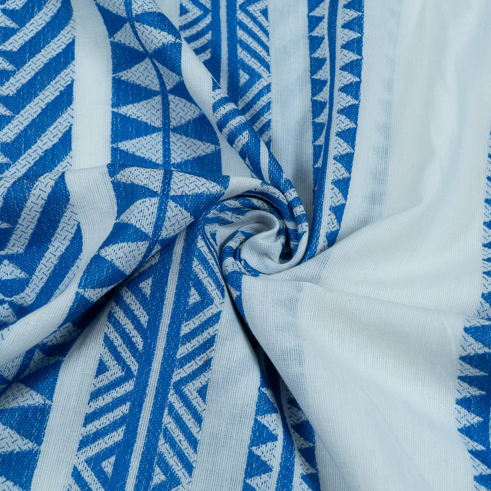 Blue & White color Lightweight Cotton Jacquard (SKU: JDD-273)