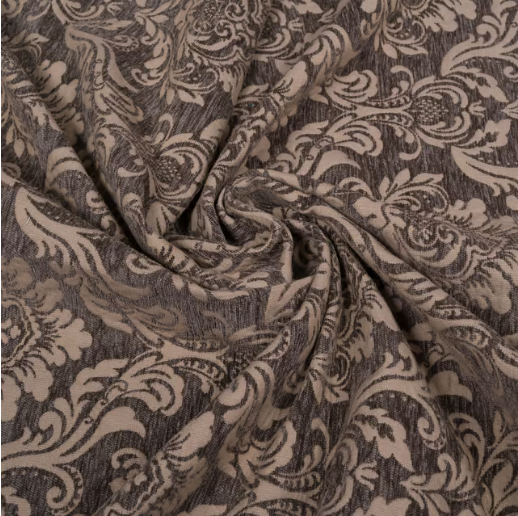 Brown & Beige color Floral Poly Cotton Velvel Blend Jacquard (SKU: JDD-328)
