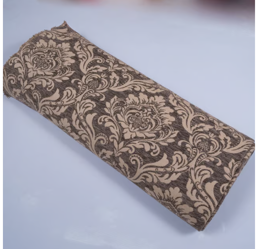 Brown & Beige color Floral Poly Cotton Velvel Blend Jacquard (SKU: JDD-328)