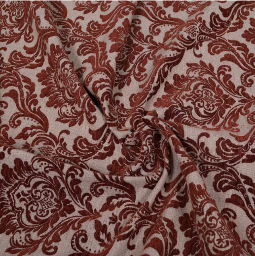 Brown color Floral Design Poly Cotton Velvet Blend Jacquard (SKU: JDD-330)