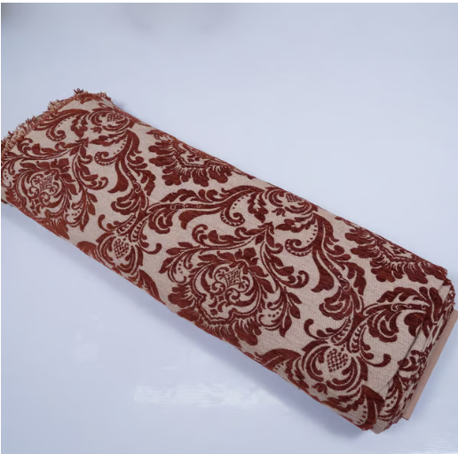 Brown color Floral Design Poly Cotton Velvet Blend Jacquard (SKU: JDD-330)
