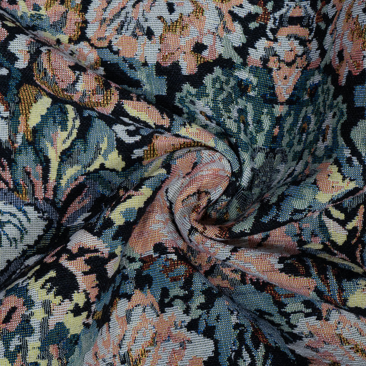 Black base Color Floral Design Cotton Jacquard (Sku: JDD-402)