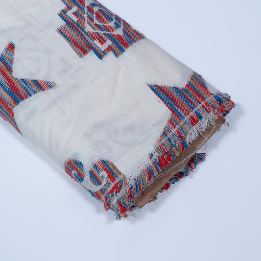 White Color Geometric Design Cotton Jacquard (Sku: JDD-422)