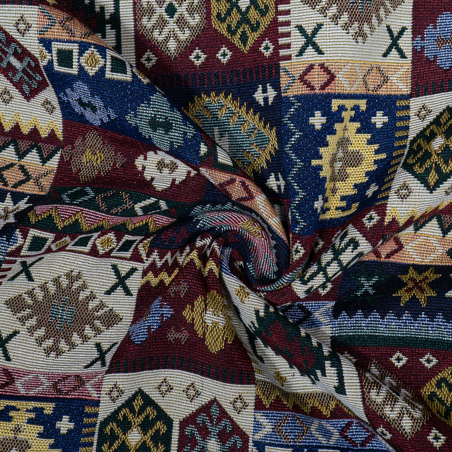 Multicolor Geometrical Cotton Blend Jacquard (Width: 54 inch or 137 cm, Sku: JDD-428)