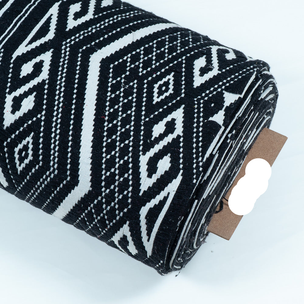 Black & White Geometric Design Cotton Jacquard (SKU: JDD-432)
