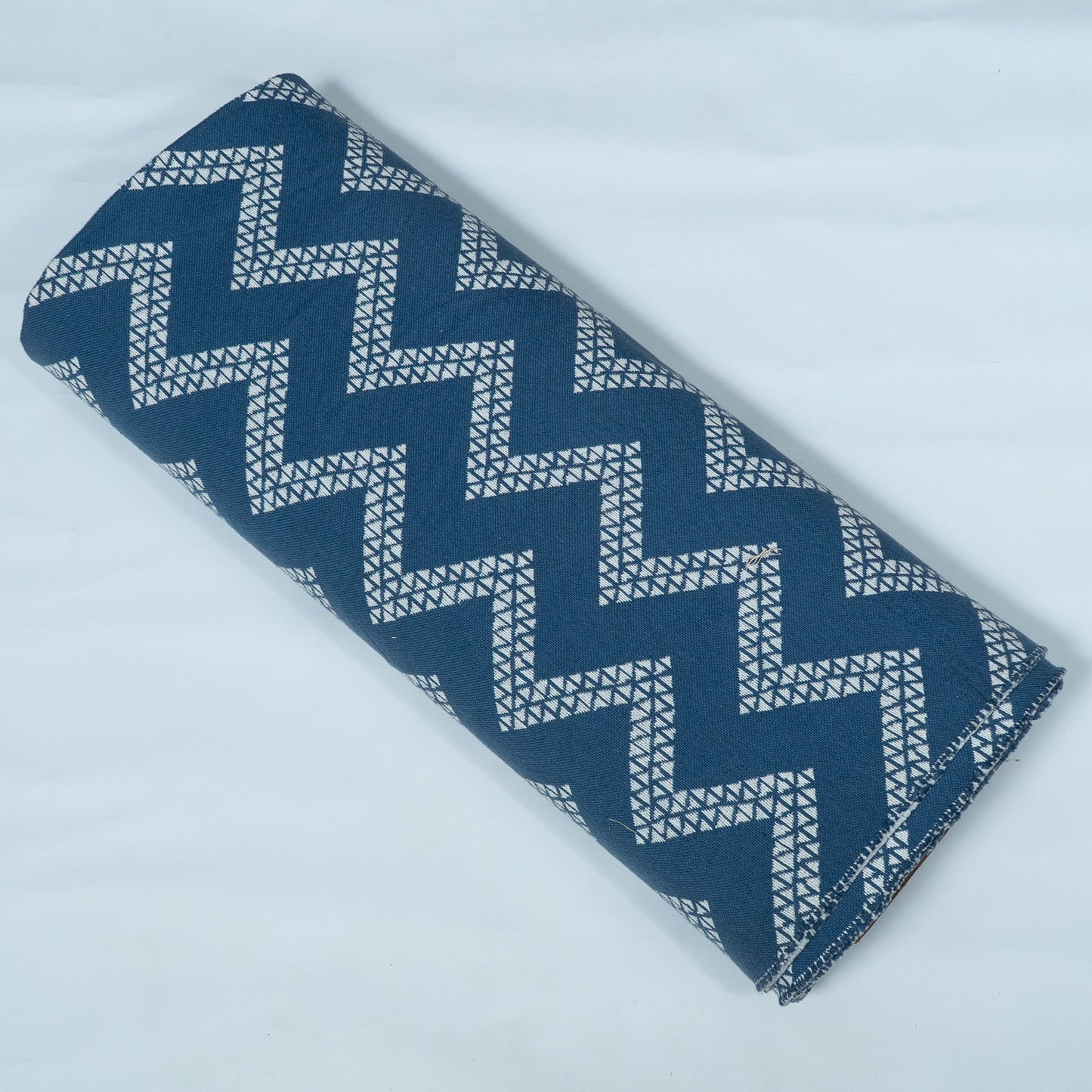 Blue, White Chevron Cotton Double Cloth Jacquard | SKU: JDD-481