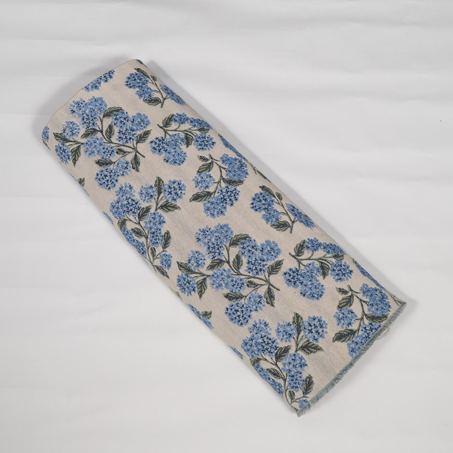 White Blue Floral Design Cotton Blend Jacquard | SKU: JDD-502