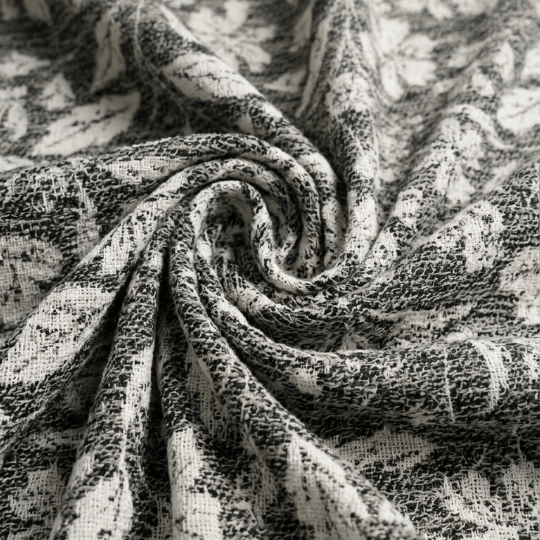 Grey Floral Design Cotton Velvet Blend Heavy Jacquard | SKU: JDD-519