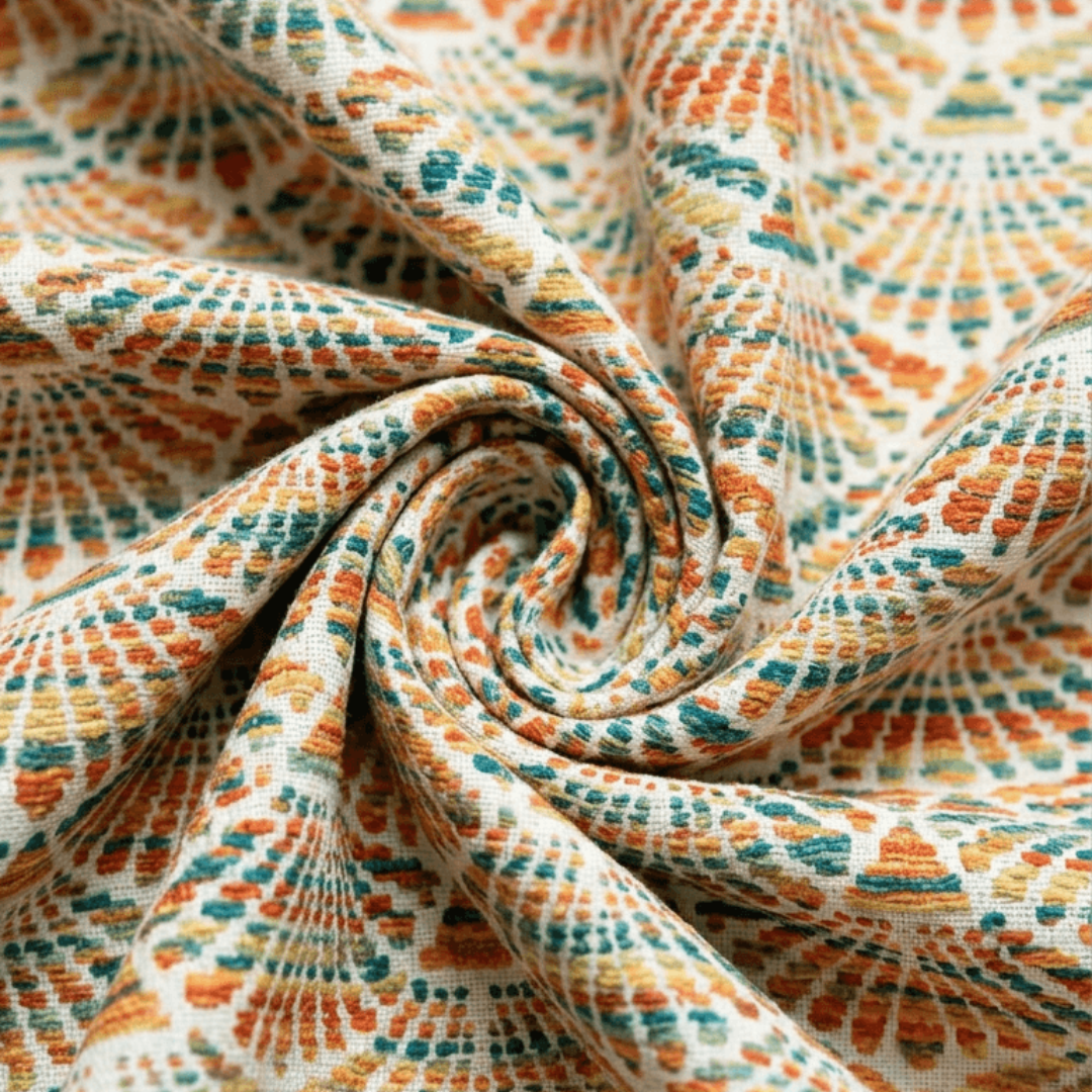 Multicolor Cotton Blend Jacquard Fabric for Furnishing | SKU: JDD-531