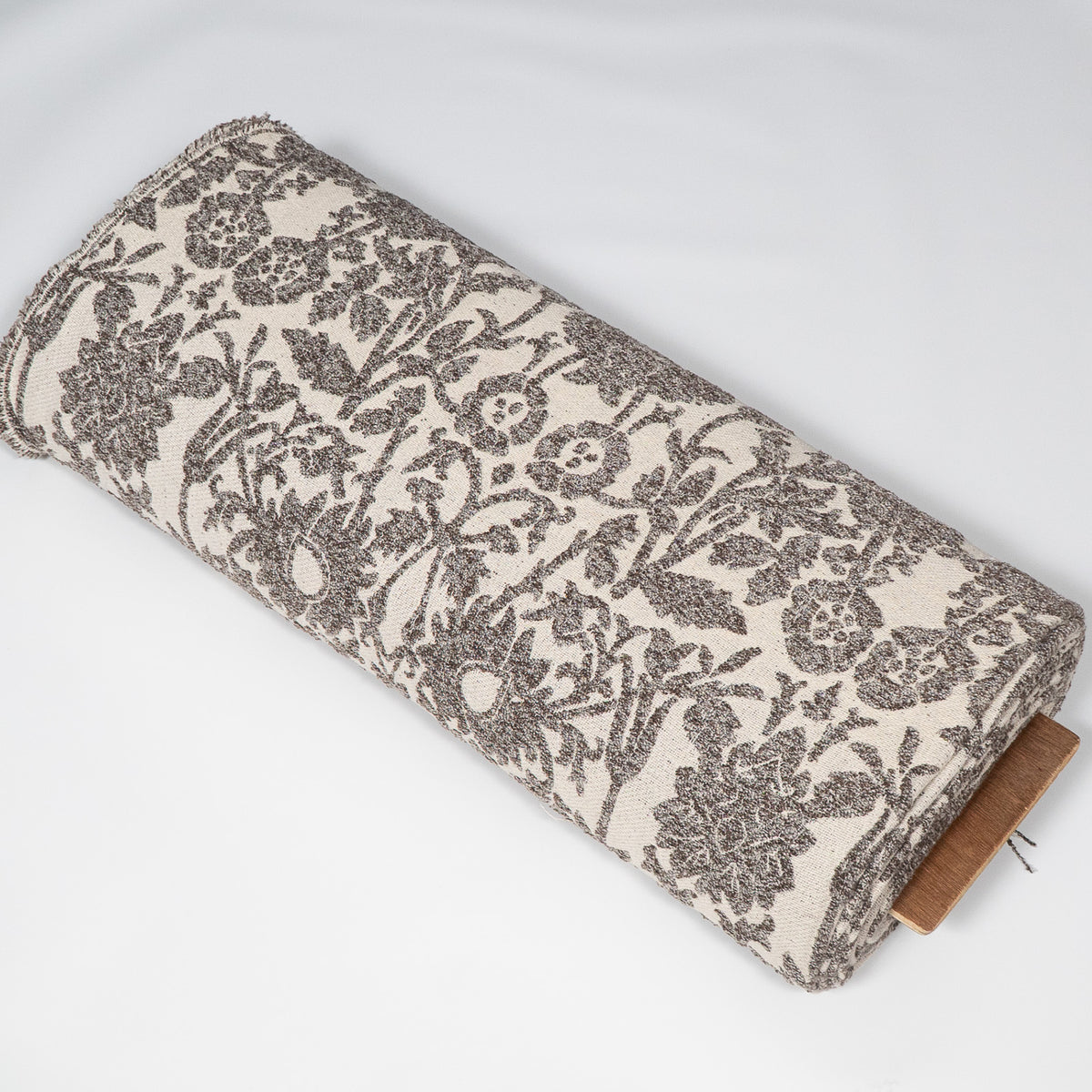 Grey & Cream Floral Cotton Blend Jacquard Fabric - 54" (137 cm)