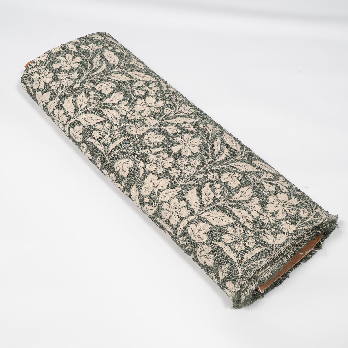 Green & Cream Floral Cotton Blend Jacquard Fabric - 54" (137 cm)