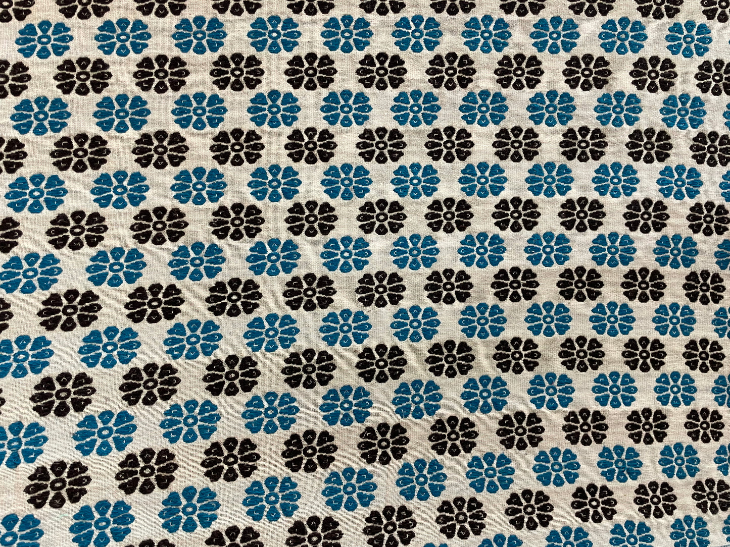 White And Blue, Black Cotton Jacquard Fabric (Sku: JD-4)