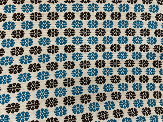 White And Blue, Black Cotton Jacquard Fabric (Sku: JD-4)