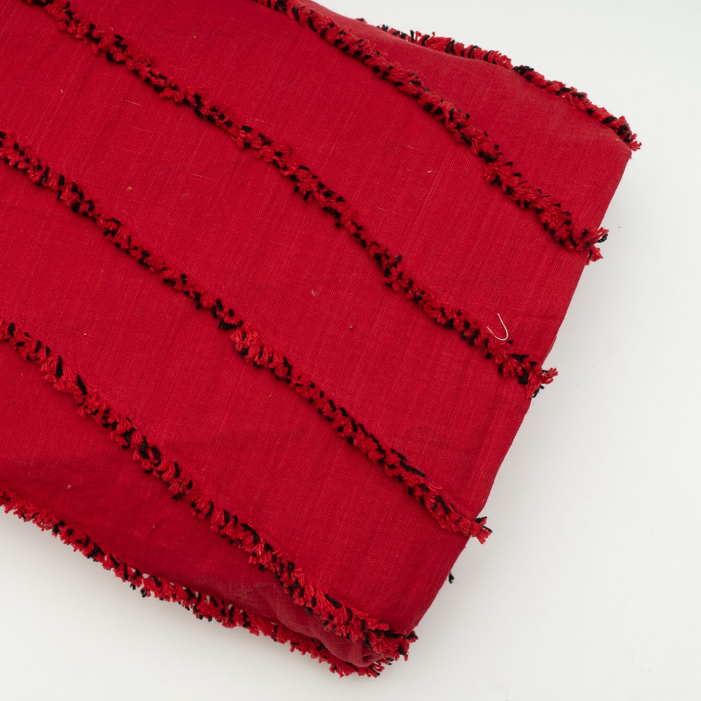 Red Tufting Cotton Jacquard Fabric (Sku: JD-35)