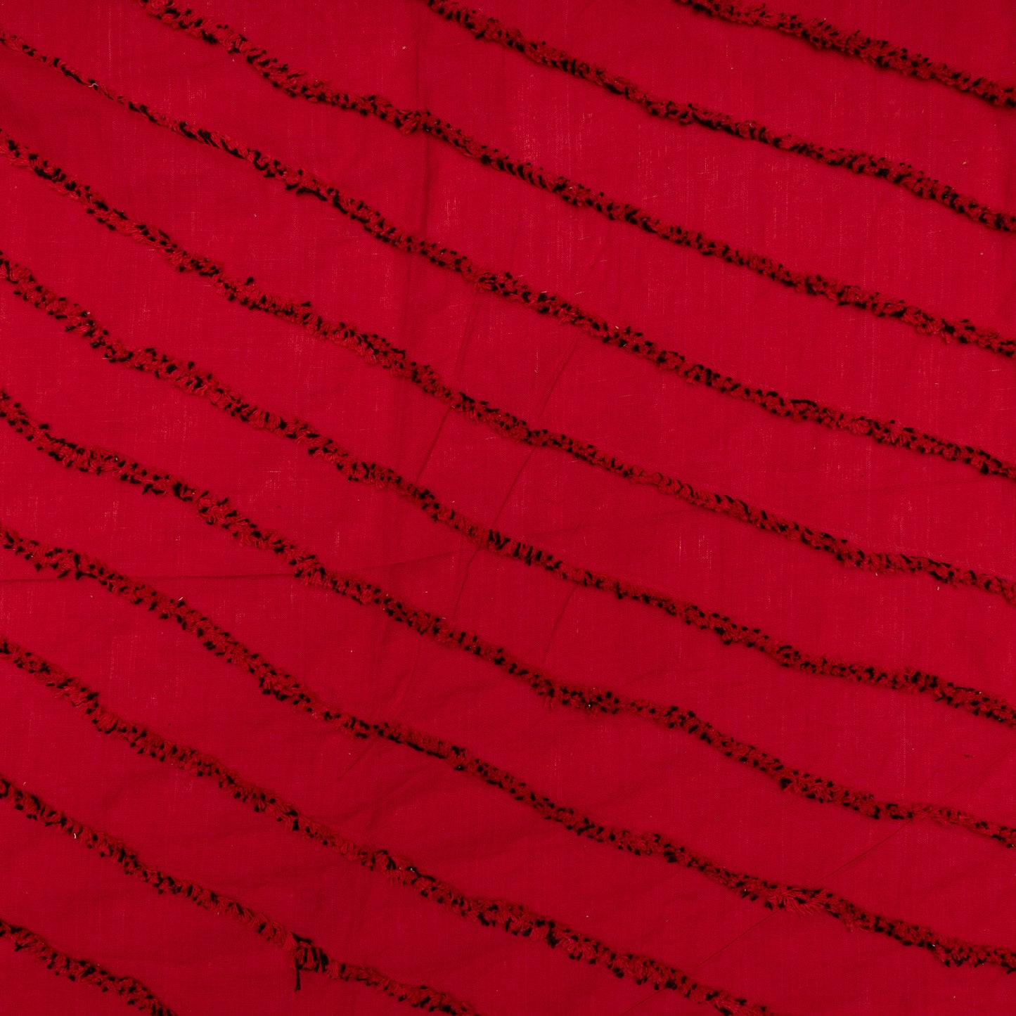 Red Tufting Cotton Jacquard Fabric (Sku: JD-35)