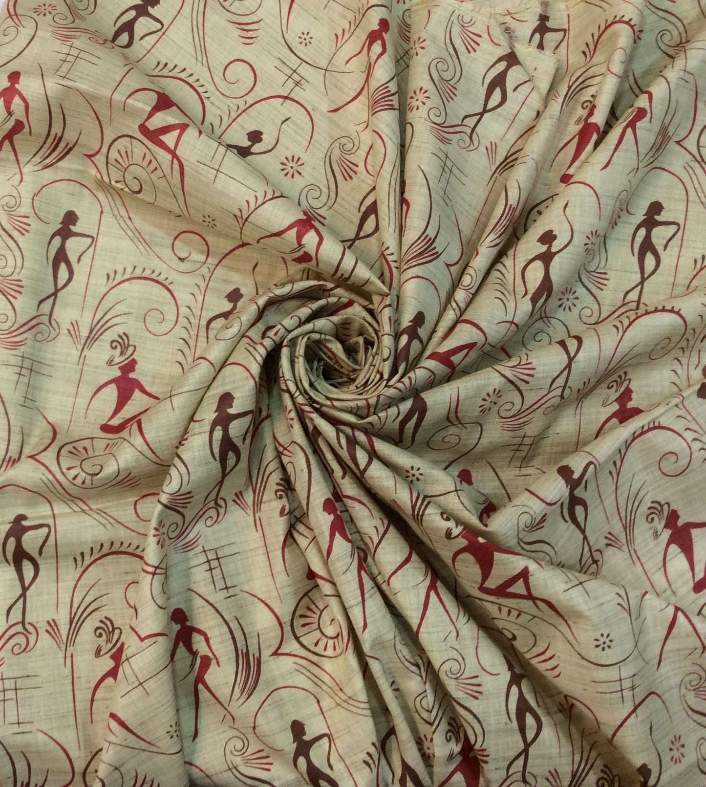 Multicolor Traditional Print Khadi Fabric