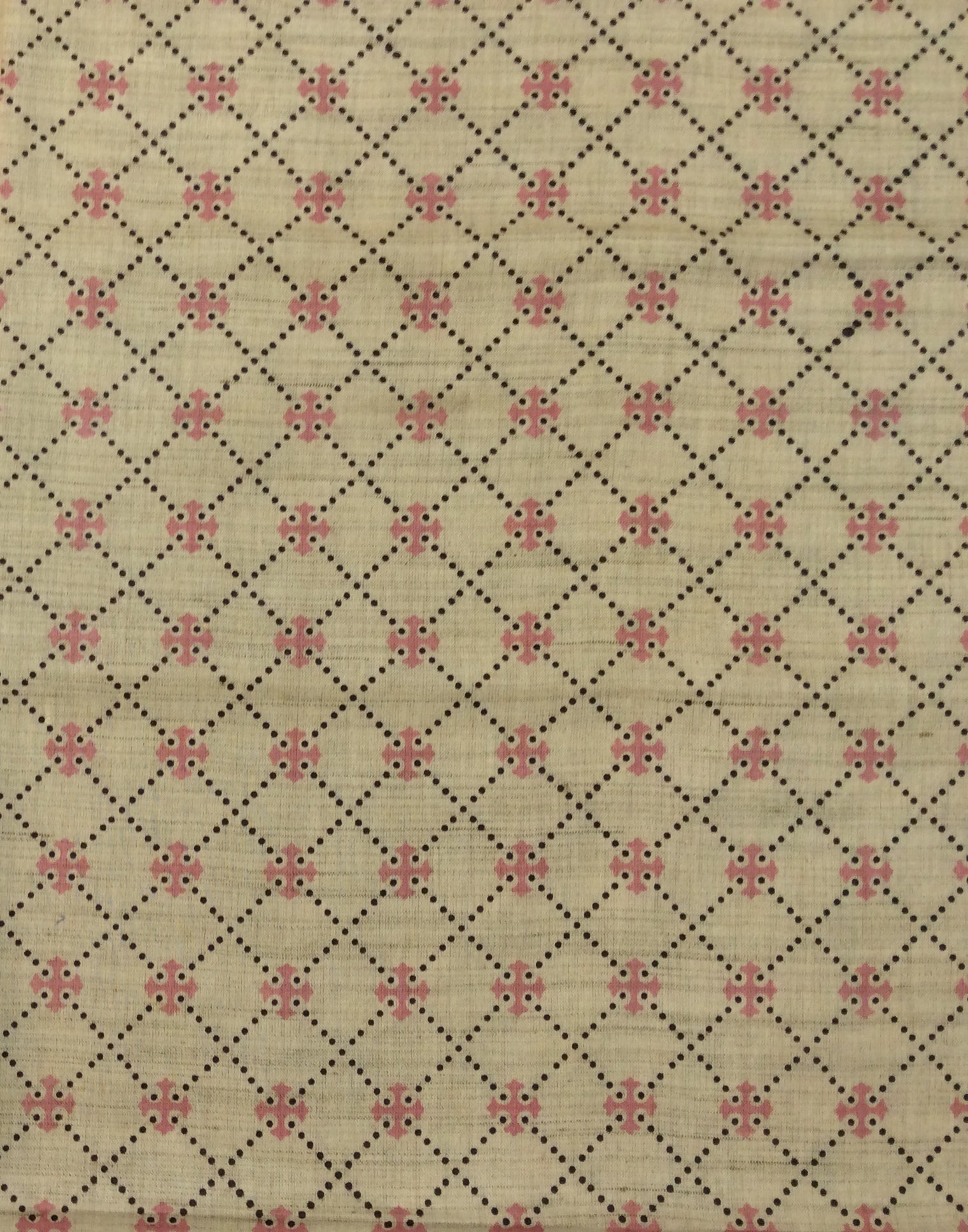 Brown Abd Pink Khadi Silk Print Fabric