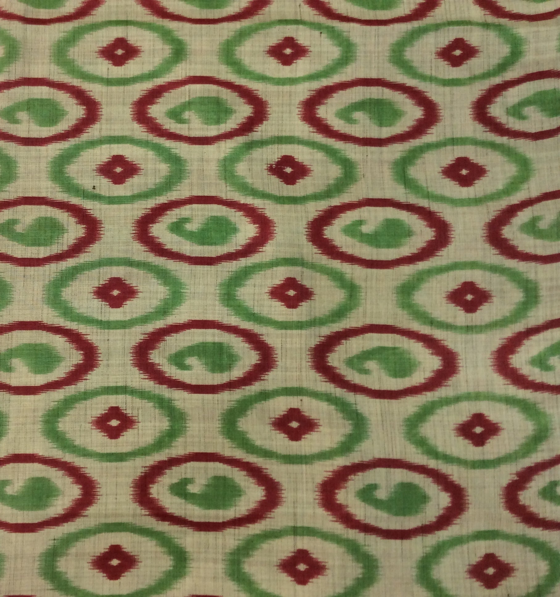 Green And Red Khadi Silk Print Fabric