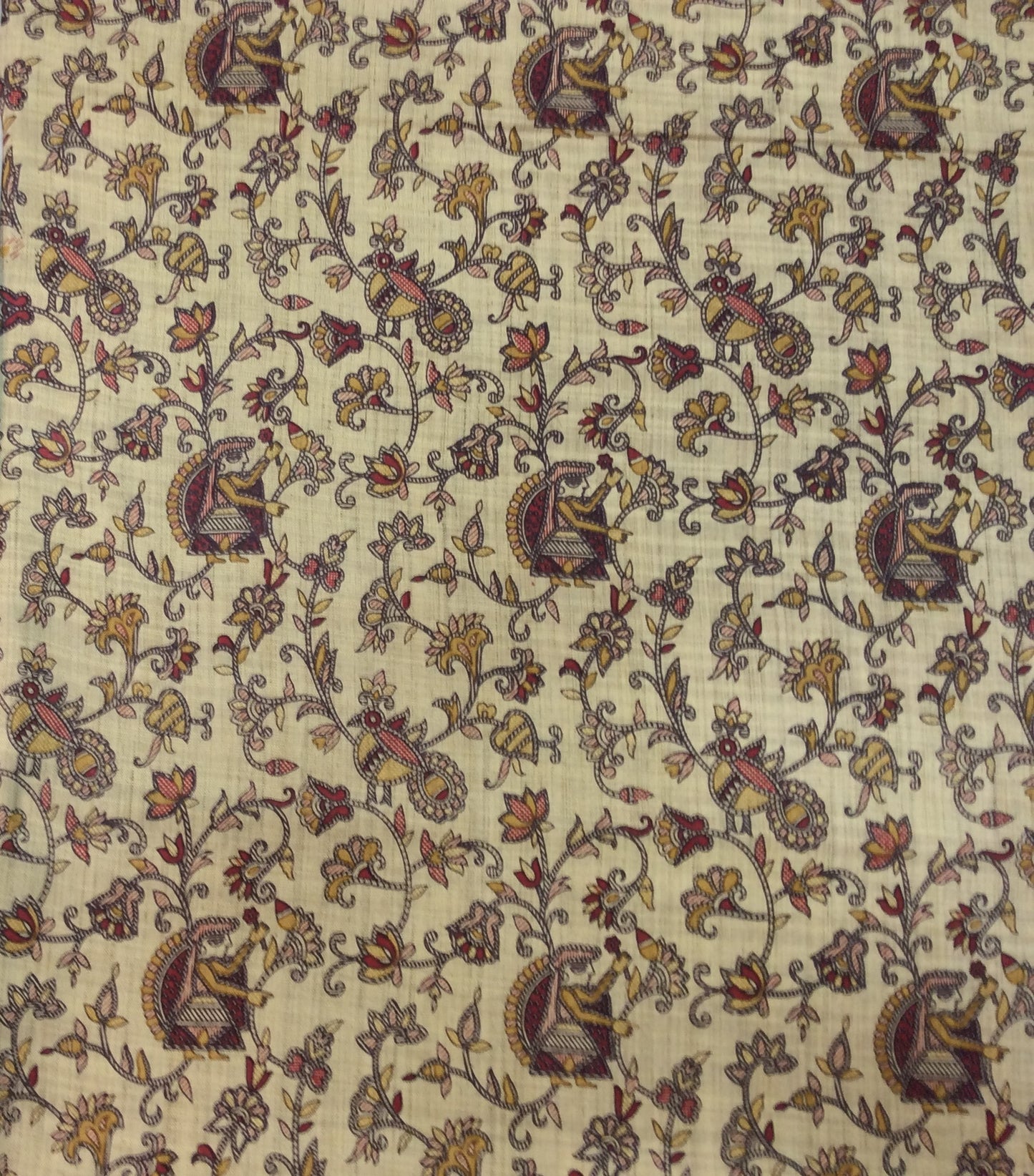Multicolor Traditional Print Khadi Fabric