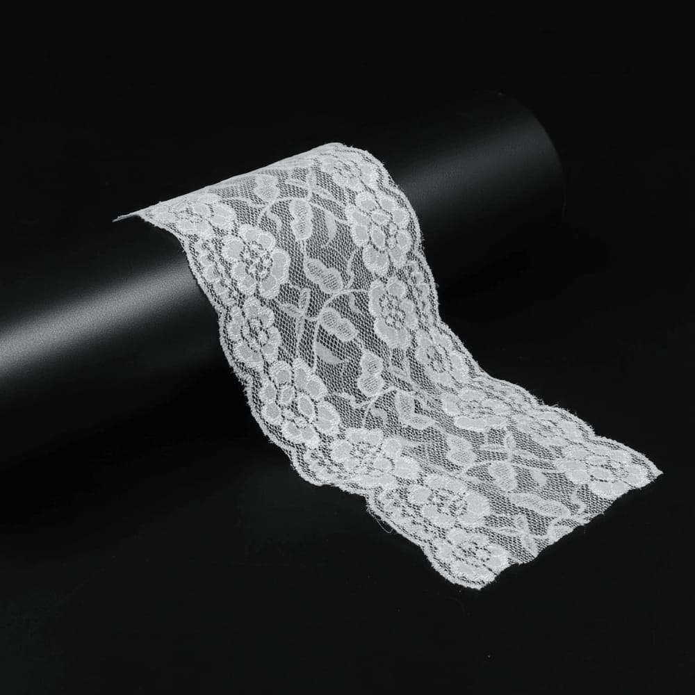 White Dyeable Nylon Lycra Lace ( Width : 6 Inch & L-18 )